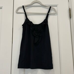 Theory Black Ruffle-Front Tank Top